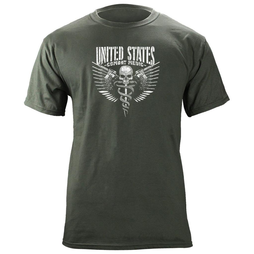 US Combat Medic Caduceus TShirt 100 Cotton ONeck Short Sleeve Casual Unisexs Tshirt Size S3XL