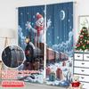 2 Stück 2D Flachdruck Frohe Weihnachten Beliebte Party Fenster Vorhänge Weihnachtszug Schneemann Geschenke Polyester Ohne Strom