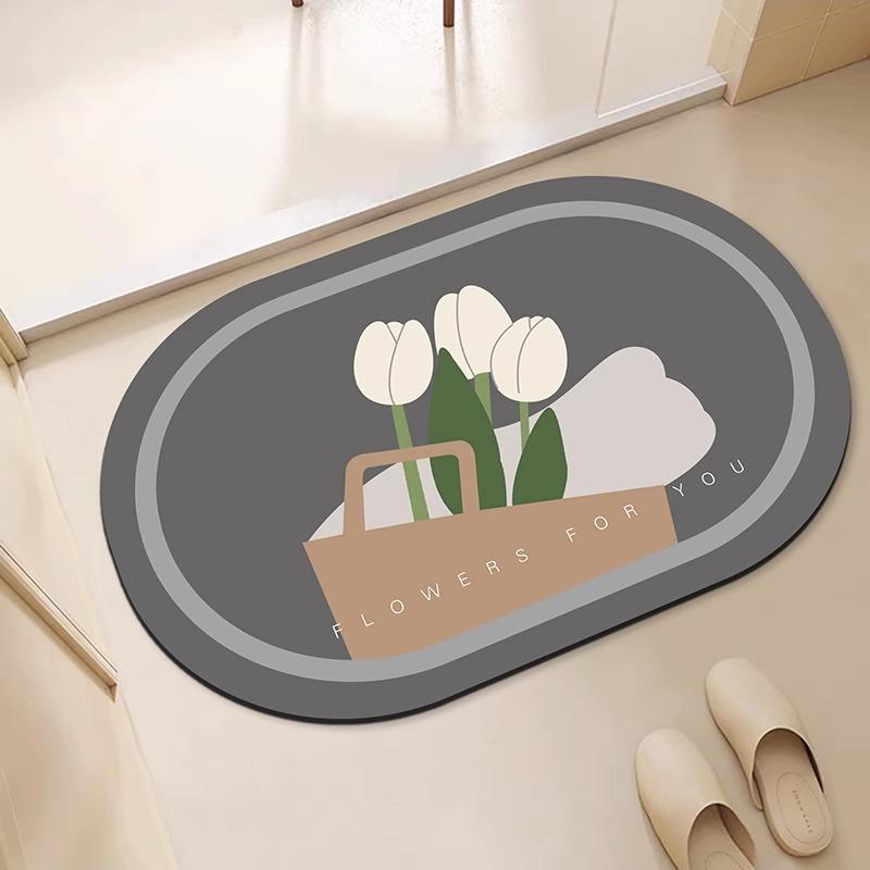 Diatom Mud Soft Floor Mat Bathroom Quick Drying Toilet Door Mat Absorbent Non-slip Toilet Toilet Rug