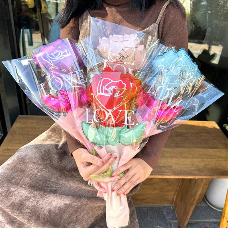 Mini Rose Flower Balloons Rose Shaped Balloons Valentines Day Balloon Mother'S Day Decoration Holiday Baby Shower Party Supplies