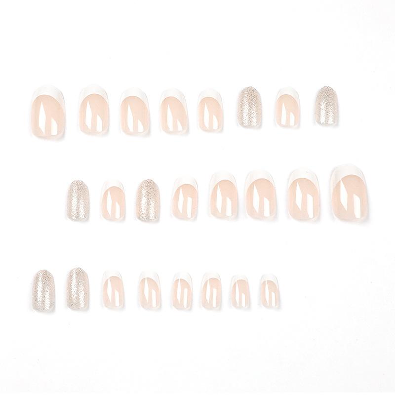 Wear nail pads White French glitter nail pads Nail stickers Removable nail pads Nail art Fake nails