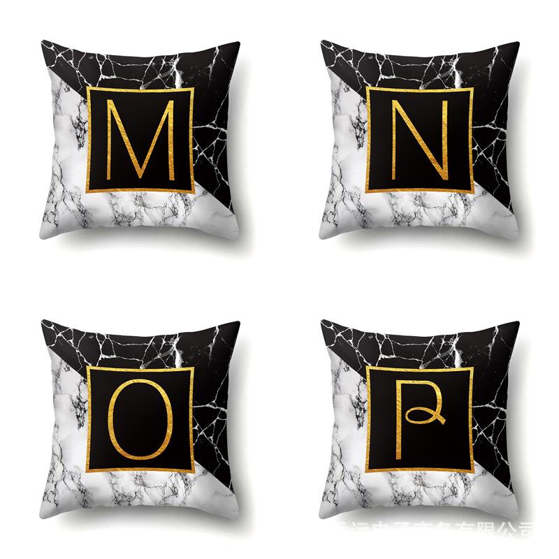 Marble Polyester Pillowcase Home Decoration Printing Pillowcase 26 English Letter Cushion Cover