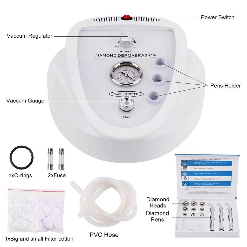 Diamond Microdermabrasion Machine 65-68cmHg Suction Power Professional Home Use Facial Skin Care Dermabrasion Equipment