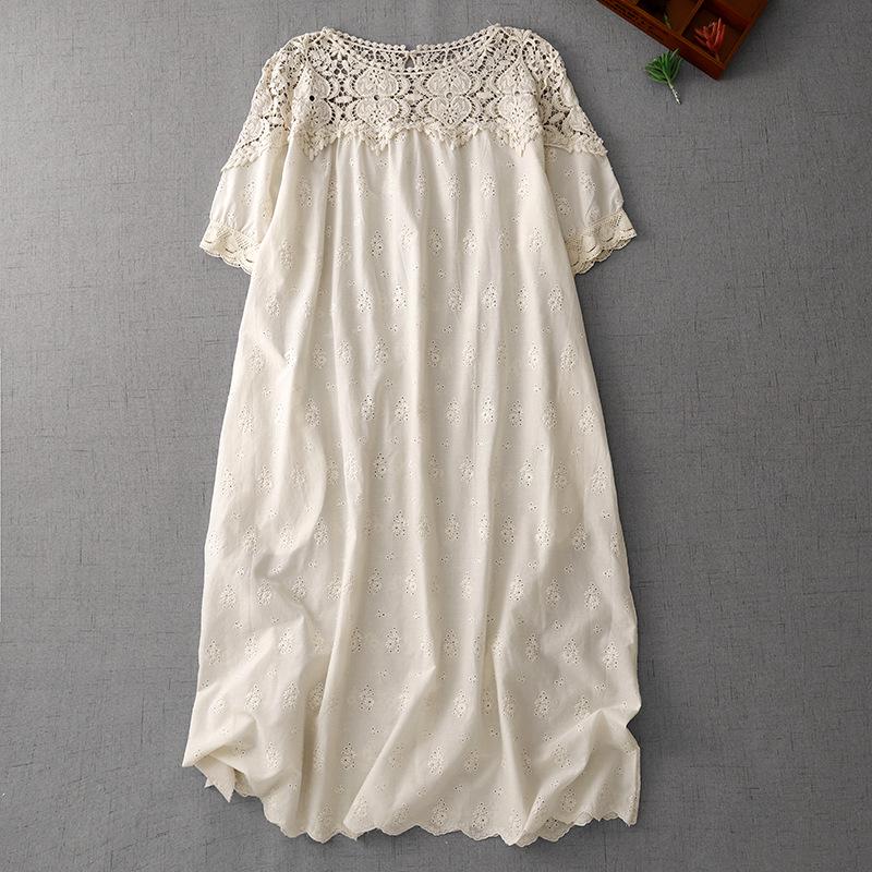 

Japanese Style Crochet Lace Trim Fairy Dress with Mori Girl Aesthetic Double Extra Large абрикосовый