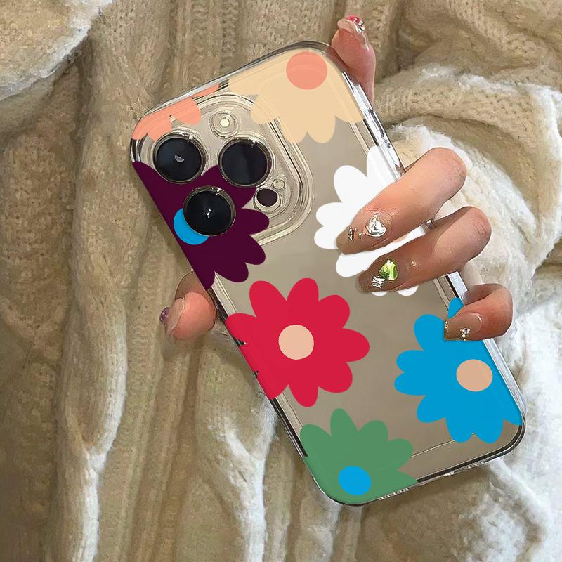 Color Flowers Phone Case for iPhone 17 Air 16 15 14 13 12 11 Pro Max Plus Mini Xs X 8 7 Soft Transparent Cover Fundas Accessory