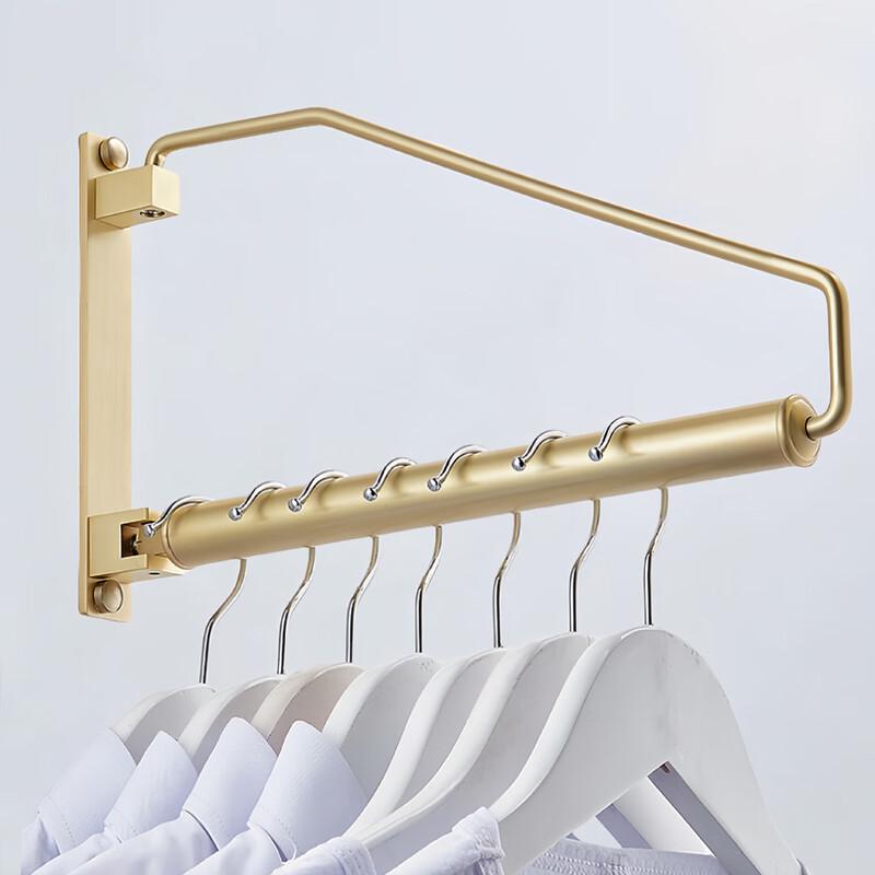 Brushed Gold Retractable Brass Wall-Mounted Clothes Hanger