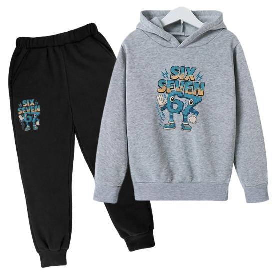 Moda 67 Ropa para Niños Sudadera+Pantalones Conjunto Primavera Otoño seis siete meme Chándal Conjunto de 2 Piezas 3-12 Años Niños sudaderas con cremallera
