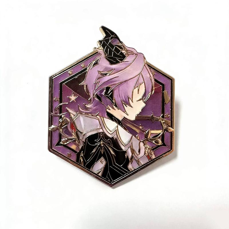 Genshin Impact Flins Columbina Badges Cosplay Metal Brooches Pins Honkai: Star Rail Cyrene Phainon Kawaii Brooches Fans Gift
