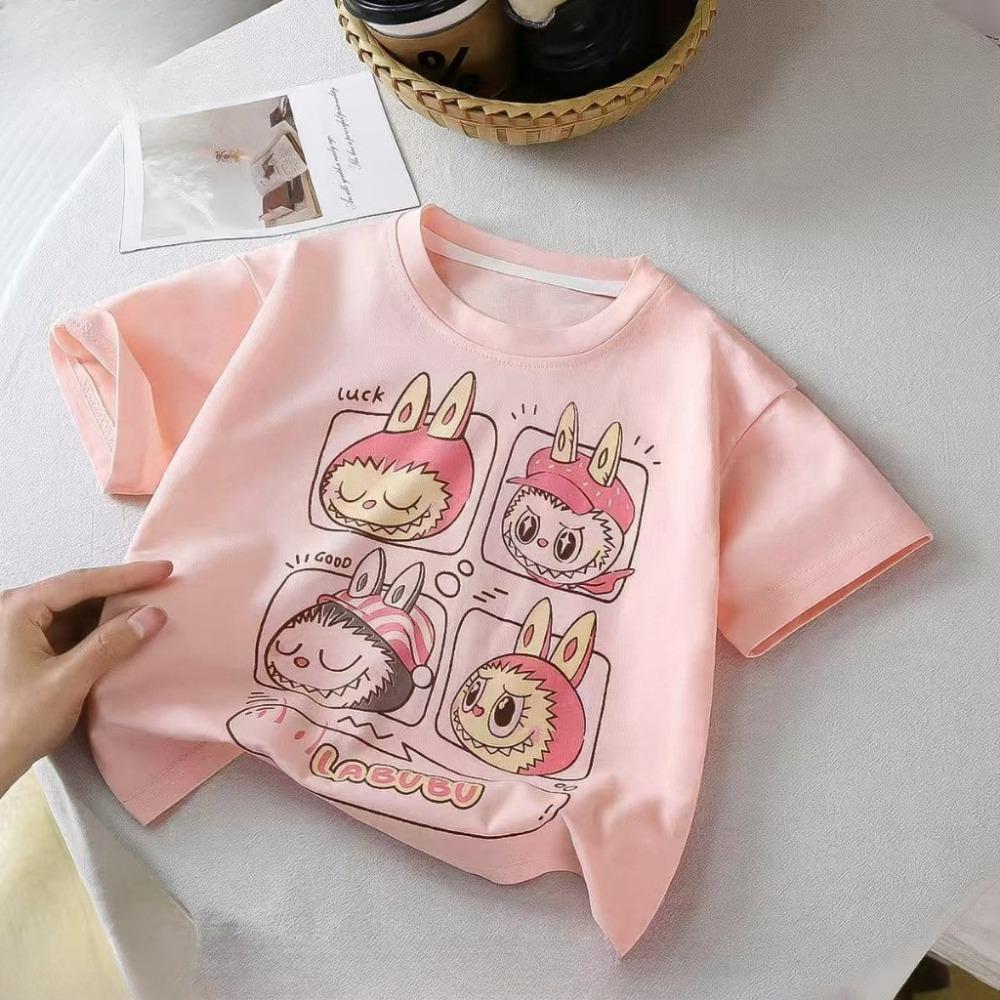 Girl's T-shirt, short sleeved top, animal print casual T-shirt