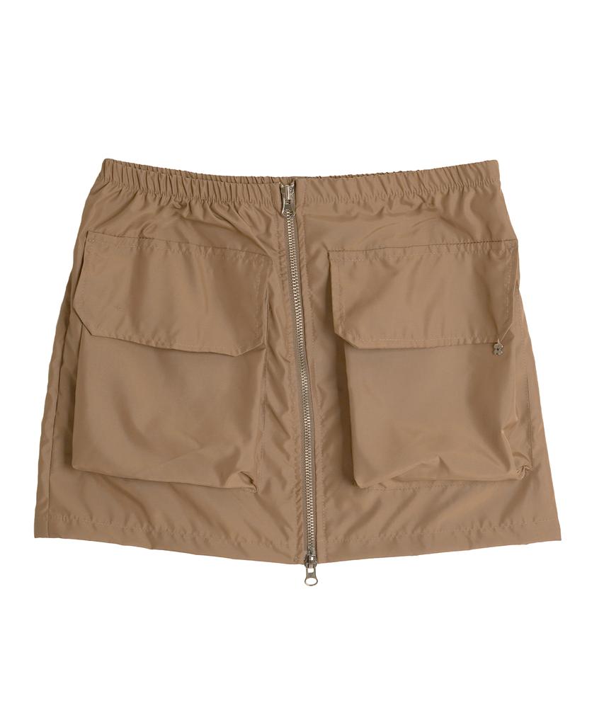 HIGH SCHOOL DISCO Zipper Cargo Pocket Low-Rise Skirt Beige