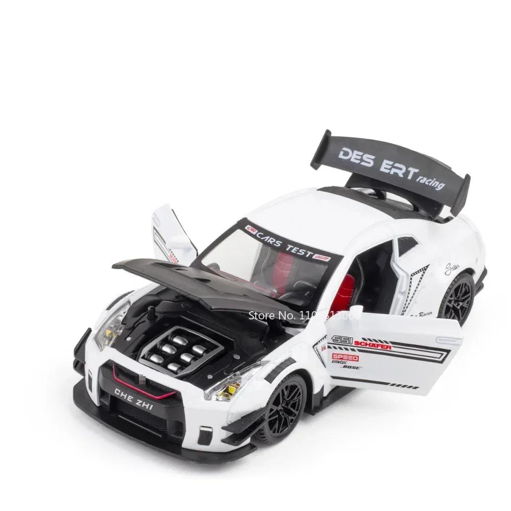 1:24 Alloy GTR Cars Models Diecasting Toys Light Music Miniature Vehicles Wheel Pull Back Sports Car for Kids Decoration Gifts