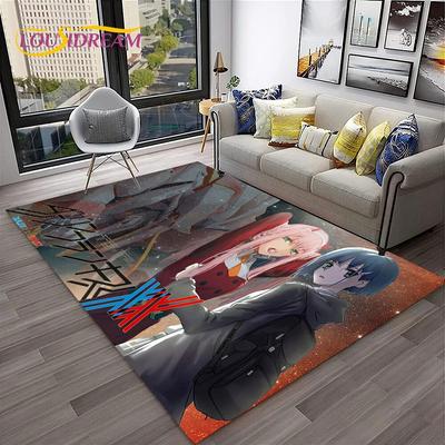 DARLING in The FRANXX Cartoon Zero Two Sexy Girl Teppich Teppich für Zuhause Wohnzimmer Schlafzimmer Sofa Fußmatte Dekor, rutschfeste Bodenmatte