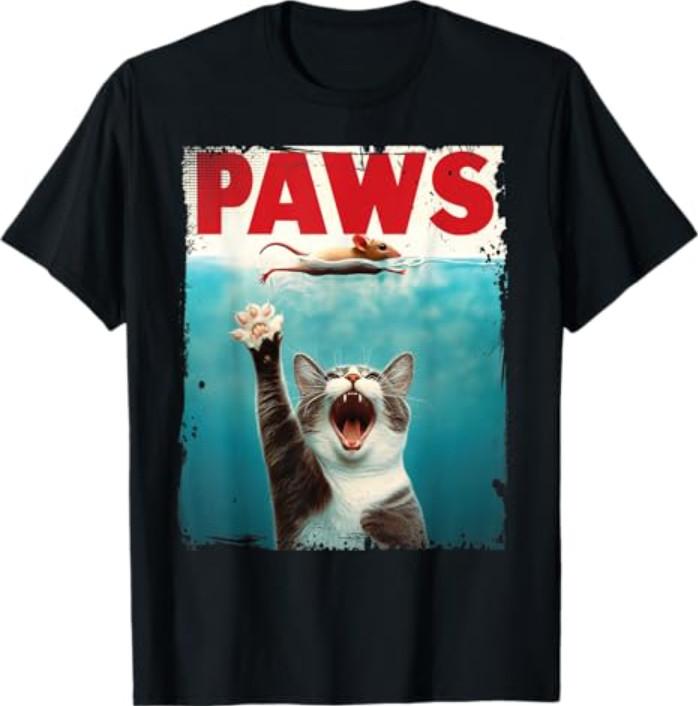 Paws Parody Cat Mouse Humorous Cat Chasing Mouse Kitten T-Shirt XXXXL