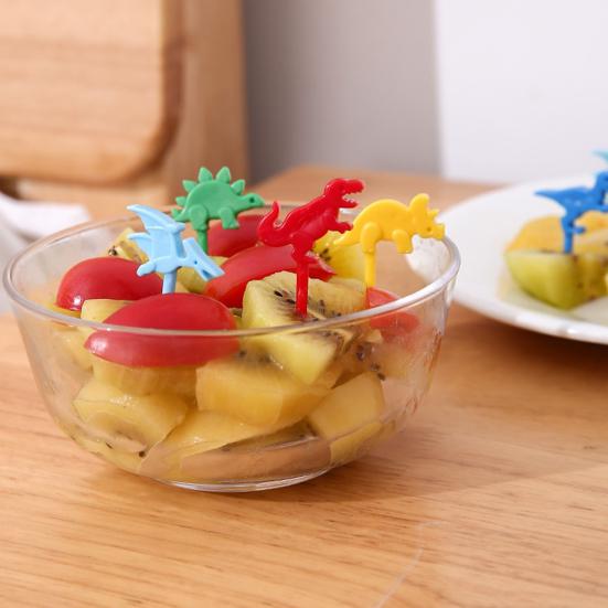10Pcs Fruit Fork Dinosaur Shape Cake Fruit Toothpick Reusable Children Food Picks for Bento Lunch Decoration