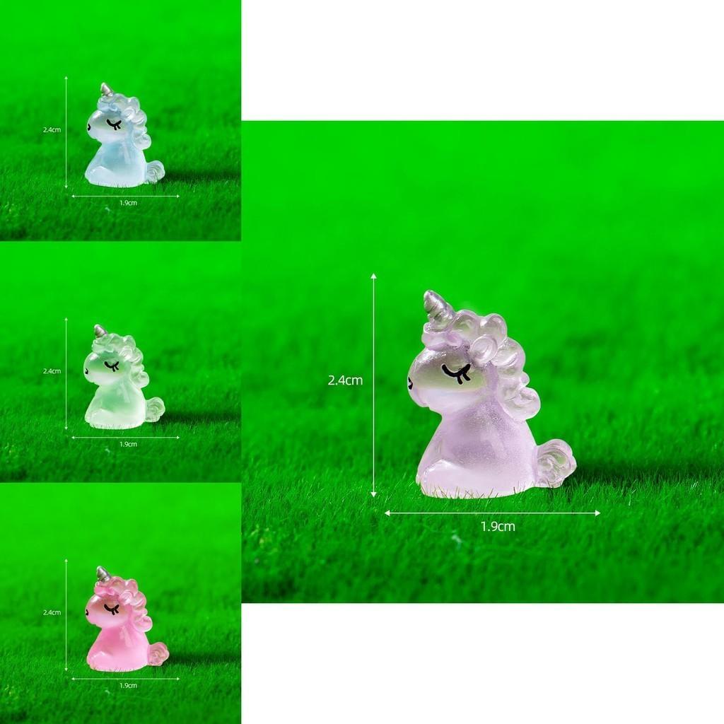 Adorable Cartoon Unicorn Figurine Resin Diy Miniature Night Light Decor Cute