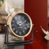 Silent Non-Ticking Vintage Table Clock, American Retro Desk Clock with Roman Numerals, Metal Frame for, Bedroom, Office Decro