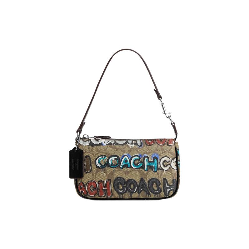 

COACH shoulder bag Mint + Serf Nolita joint model 19 letter graffiti print flip classic presbyopic hardware buckle canvas armpit hand small size золотий