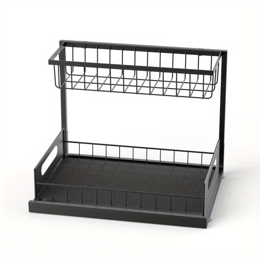 Under Sink Organizer with Sliding Drawer, Heavy-Duty Metal Pull-Out Shelf, Space-Saving Storage Rack for Kitchen, Bathroom & Closet