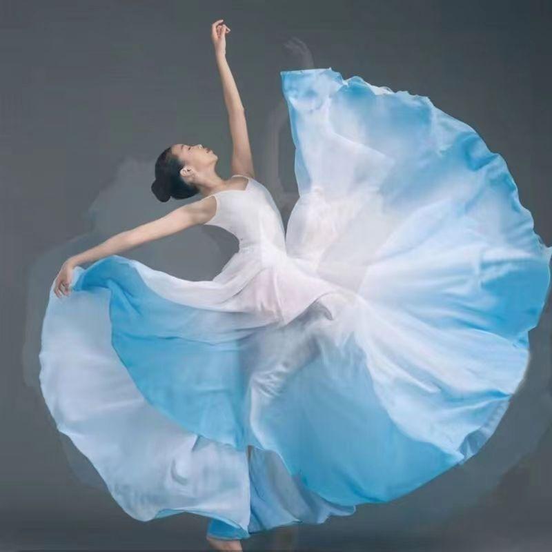 Spring and Summer Women Ethnic Classical Modern Dance Training Skirt Gradient Elegant Performance Swing Skirt Wrap Ethereal 720 Degree Skirt