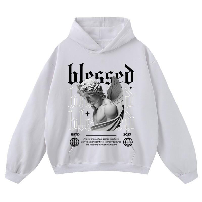 Unisex Oversized Cotton Hoodie With Vintage Print - Loose Fit Streetwear Sweatshirt Men Women