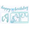 Blue Bow Happy Birthday Banner with Bow Garland for Baby Shower Girls Women Blue Bow Themed Coquette Birthday Party Decorations