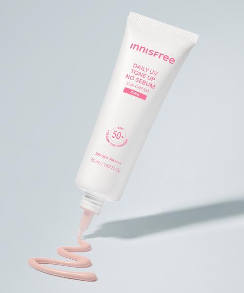 Innisfree Daily Uv Tone Up No Sebum Sun Cream Pink Spf50+ Pa++++ 50ml + 10ml 1 FREE