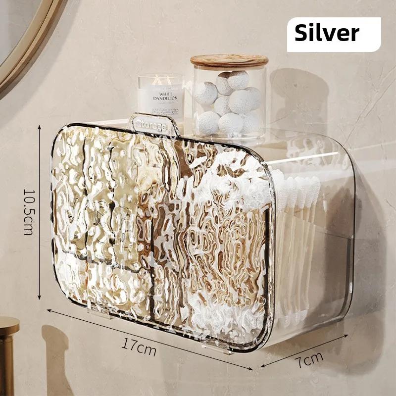 Multi-functional Makeup Organizer with Glacier Patterns: Perfect for Bathroom Storage Without Drilling Holes Cotton Storage Box