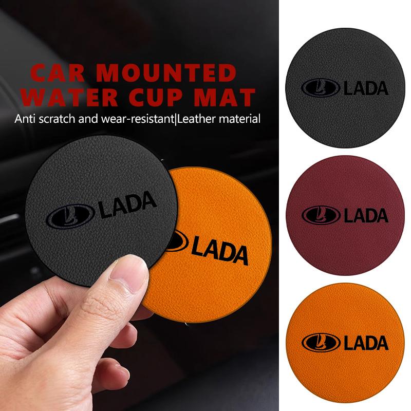 For Lada Auto Cup Holder Pad Anti-Slip Leather Durable Decoration Niva Vesta Granta Riva Samara Priora 4x4 Urban