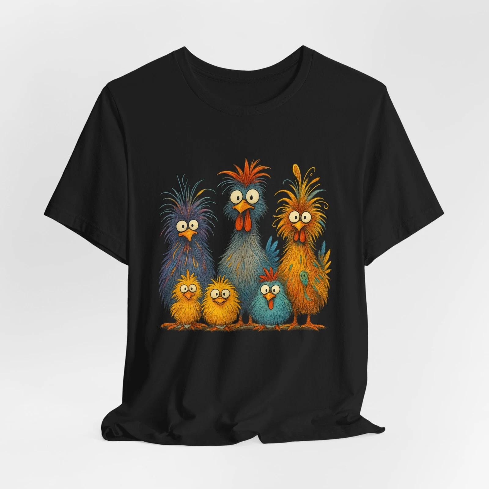 Colorful Funny Chicken Family T-Shirt Crazy Cartoon Farm Animal Poultry Lover 2XL