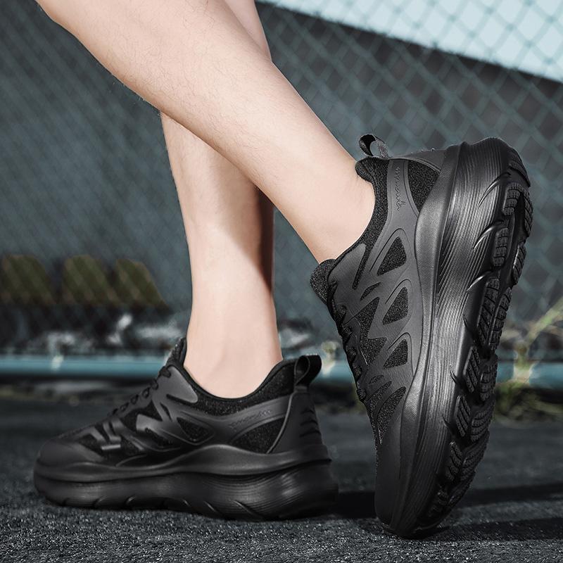 Men's White Mesh Running Shoes Breathable Lightweight Thick Sole Cushioned Athletic Sneakers for Daily and Outdoor Wear