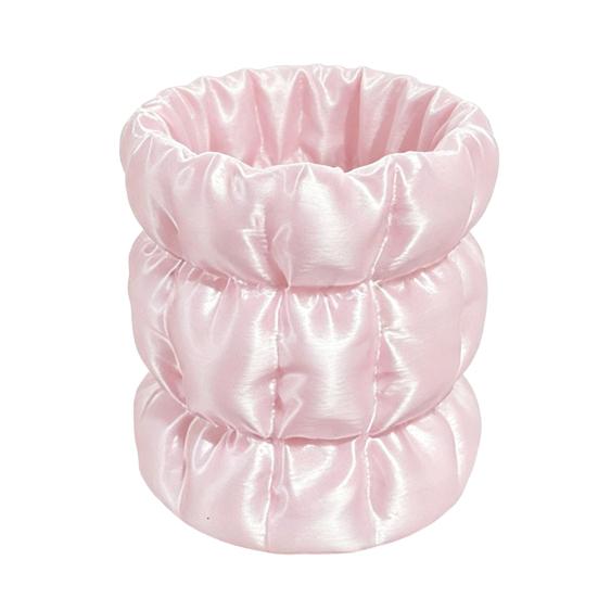 Yousheng Macaron Color Pen Holder, Cloud Pleat Design Pencil Holder, Soft Satin Compact Desktop Organizer for Pens Makeup