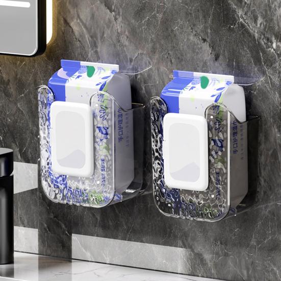 Wipes Storage Box Transparent Wall-mounted Punch-free Bathroom Tissue Holder Wipes Dispenser Paper Storage Case Organizer