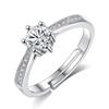925 Sterling Silver Fashion Light Luxury Six-claw Round Zircon Ring Birthday Party Anniversary Gift