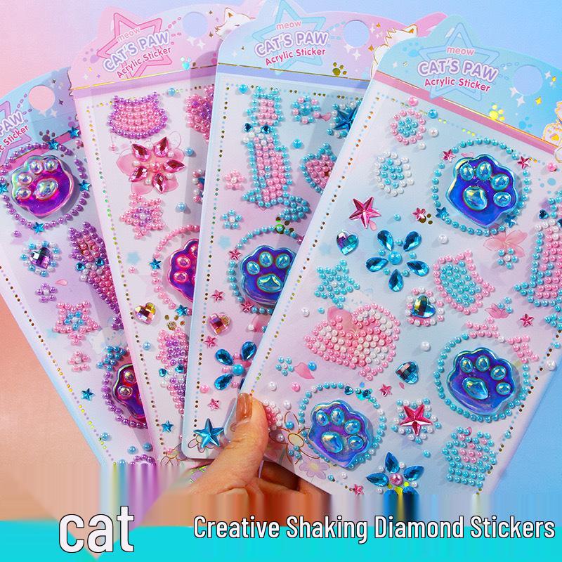 Kids' Creative Wiggle Stickers for Phone Cases - Acrylic Gem & Diamond Decorations for Girls