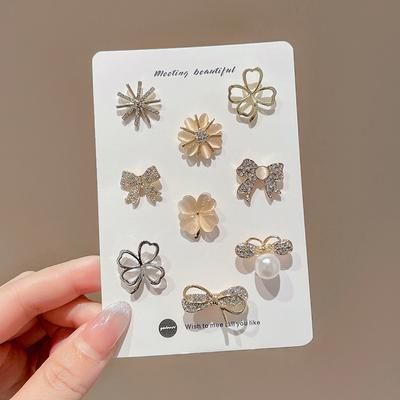 Broche Tendance Fleur Nœud Broches Pour Femmes Métal Anti-éblouissement Pin de Revers Épingles à Vêtements Fixes Pull Manteau Accessoires Vêtements