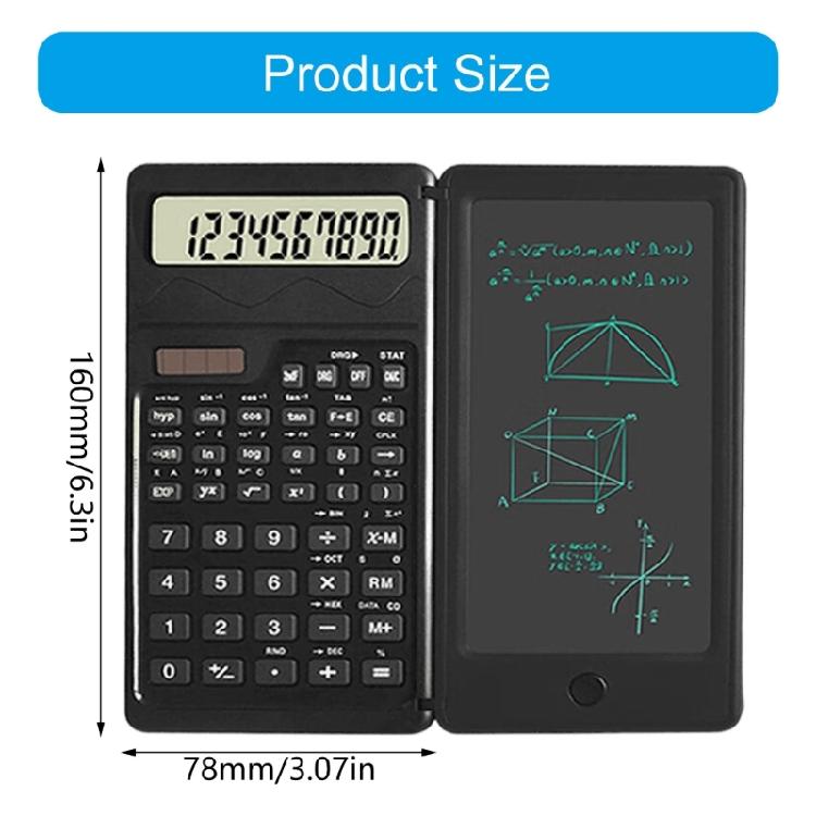 Writing Pad Scientific Calculator 2 In 1 Tool 65mm Display Screen Solar or Battery Power For Work Study