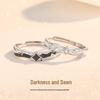 Tichia S925 Sterling Silver Adjustable Couple Rings - Dark & Dawn Luxury Design for Men and Women
