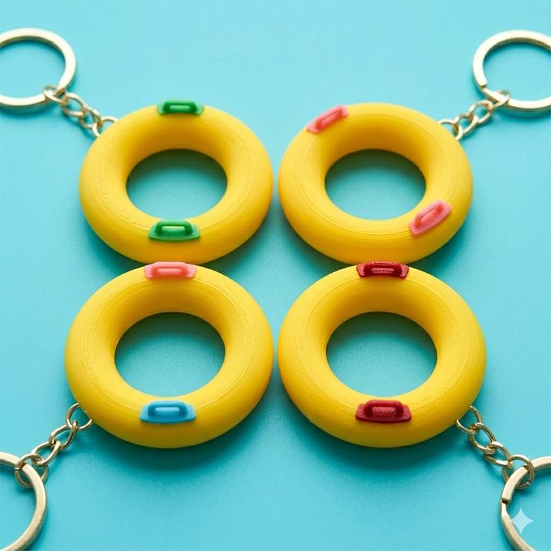 Cute Cartoon Swimming Ring Pendant Keychain Bag Charm Backpack Hanging Car Key Chain Chic Gift