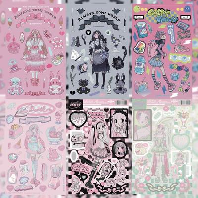 Korean Popular Sweet Asia Wind Character Stickers Ins Korean Anime Girl Handbook Material Goo Card Stickers