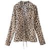 Fashion Style 2024 Spring/Summer New Arrival Women's Temperament Long Sleeve Bowknot Decoration Animal Pattern Print Shirt 4661041