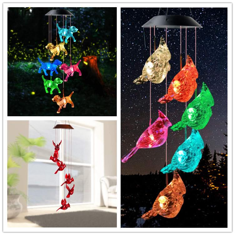 Neues LED Solar Windspiel Licht Bunt Verlaufs Kolibri Schmetterling Kugel Hof Weihnachtsgeschenk Außendekoration