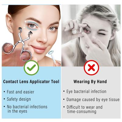 1ks Nástroj na aplikátor kontaktních čoček, Pomůcky na nasazování barevných kontaktních čoček pro snazší nasazení/vyjmutí kontaktních čoček, Oční víčko kontaktní čočky We