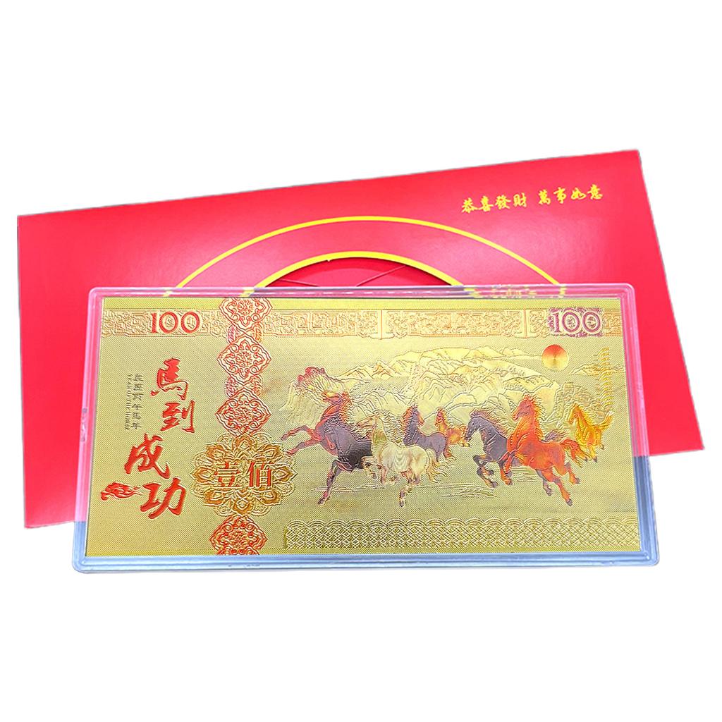 2026 Year of Horse Souvenir Card Blessing Chinese Lunar New Year Souvenir with Clear Case Red Packet for Gift Craft