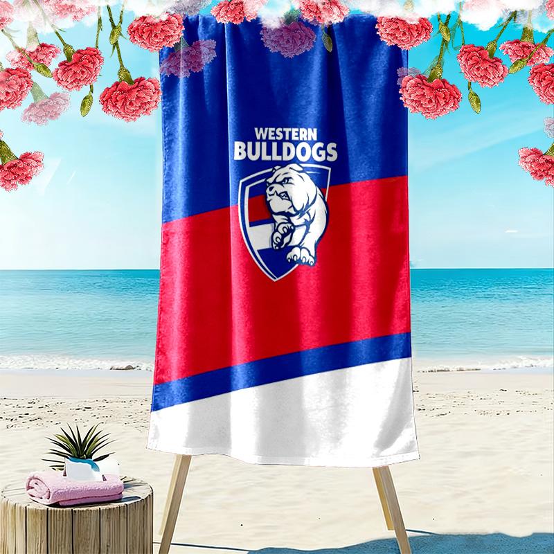 Western Bulldogs Print Beach Towel, Large Soft Quick Dry Towel for Beach Camping Swimming