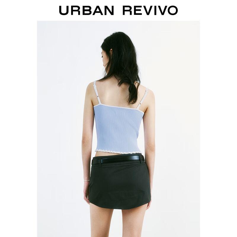 UR Damen Color-Block Rüschen Schleife Strick-Camisole