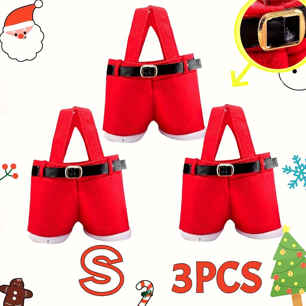 1/6pcs Santa Claus Pants-Shaped Candy Bags Festive Holiday Treats Bags for Christmas New Year Decor Party Favors Gifts Packing