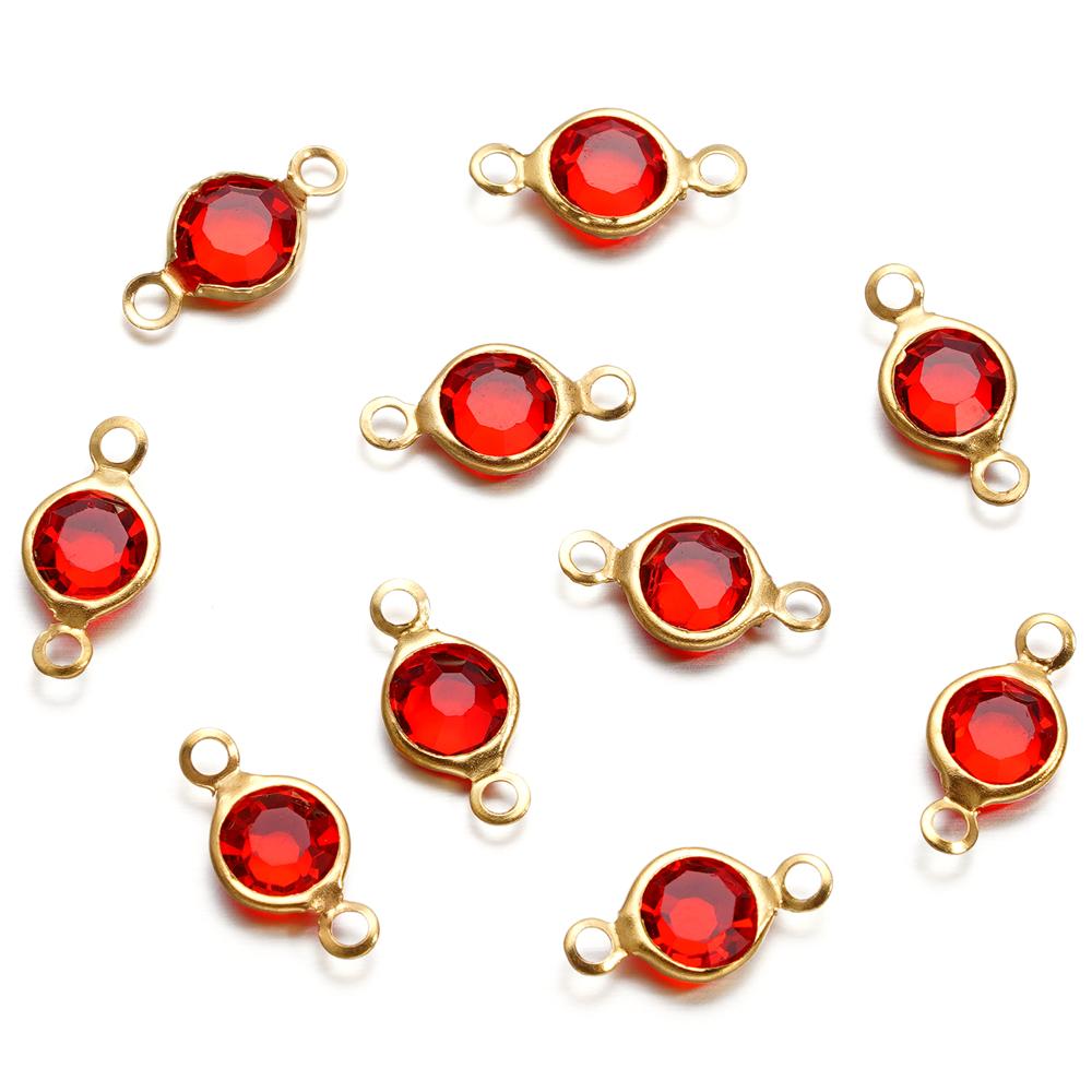 10pcs/lot Stainless Steel Crystal Round Double Ring Pendants for DIY Bracelet Necklace Beads Jewelry Making Accessories