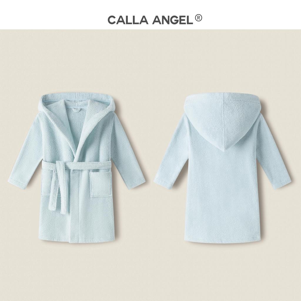 Calla Angel New York Children's Bathrobe, Terry Cloth, 100% Extra-Long Staple Cotton, Soft, Absorbent, Cute, Unisex, Gift for Kids, Bath, Pool, Bathin