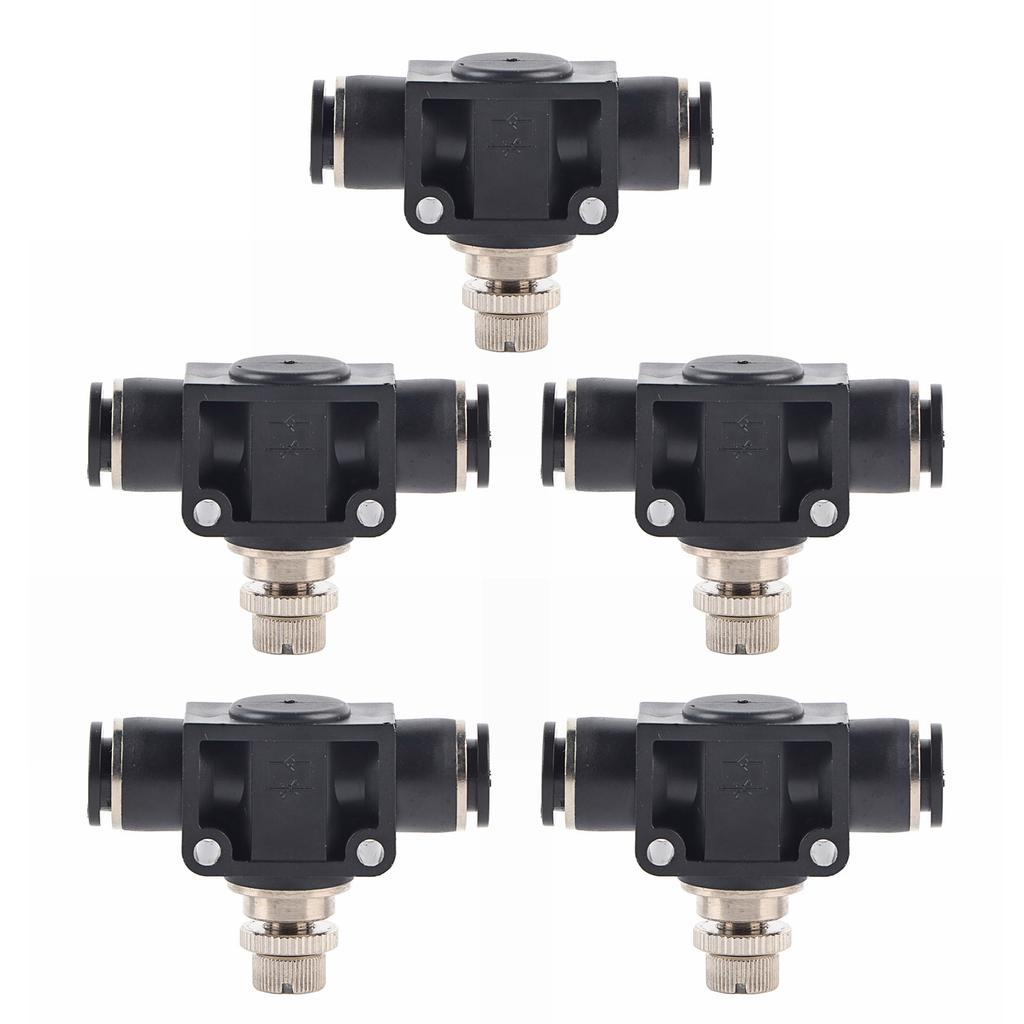 5 Stück Pneumatisches Drosselventil Langlebiges PVC Druckfestigkeit Anschlusszubehör 10mm