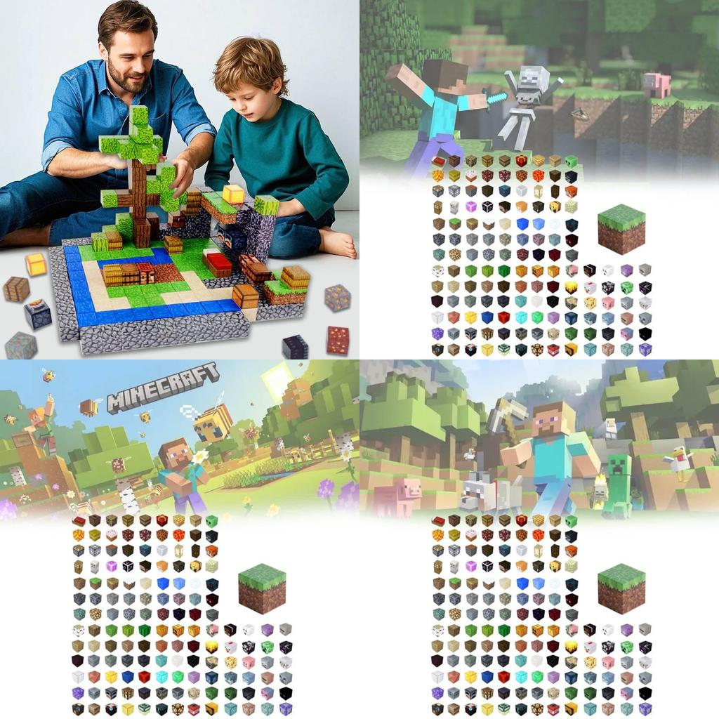 Minecraft Magnet Puzzle Blocks For Children Creative Playset For Kids